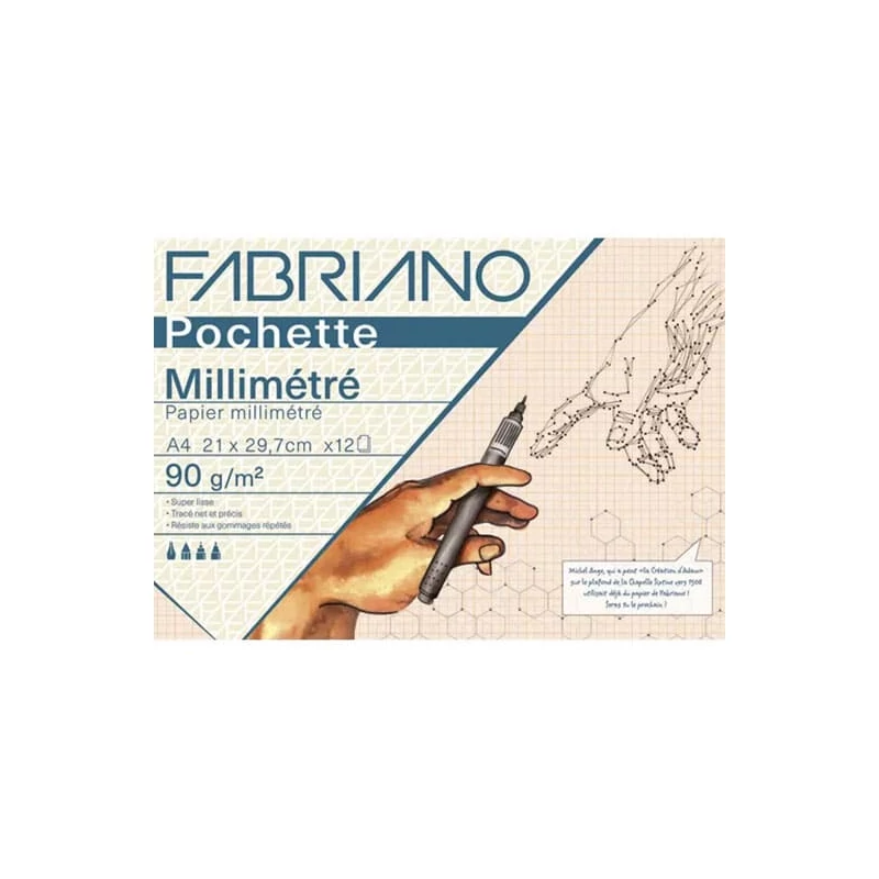 Balenie milimetrového papiera Fabriano Pochette, 90 g, 12 listov, A4