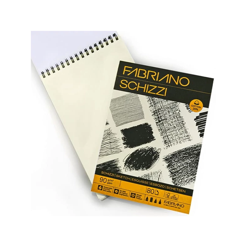 Skicár Fabriano Schizzi, 90 g, 80 listov, A3, špirálový vrch