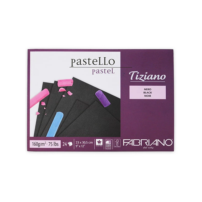 Blok na kreslenie Fabriano Tiziano, 160 g, 24 listov - 23x30,5 cm, čierny