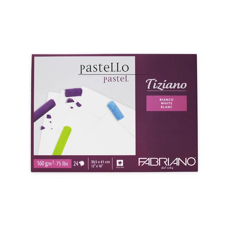 Blok na kreslenie Fabriano Tiziano, 160 g, 24 listov - 30,5 x 41 cm, biely