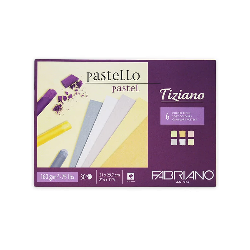 Blok na kreslenie Fabriano Tiziano, 160 g, 30 listov - A4, jemné farby