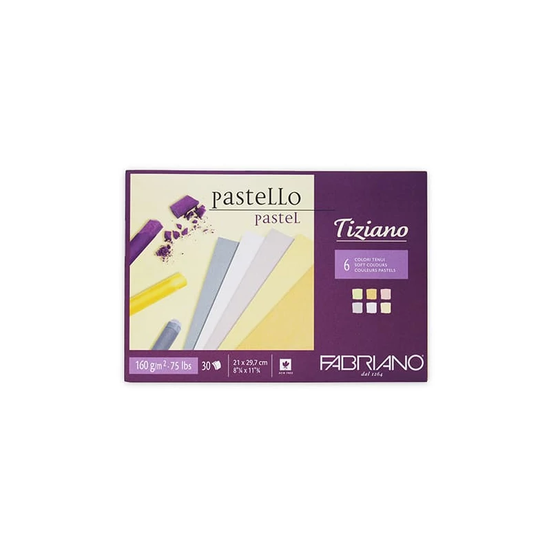 Blok na kreslenie Fabriano Tiziano, 160 g, 30 listov - A4, jemné farby
