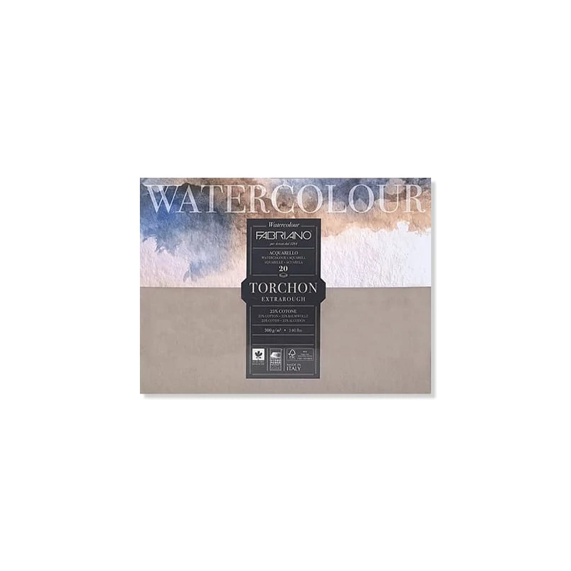Akvarelový blok Fabriano Watercolor Torchon, 300 g, 23x30,5 cm, 20 listov, hrubý