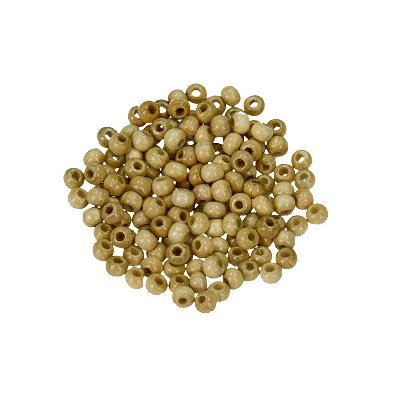 Drevené koráliky, 4 mm, 150 ks - 05, prírodné