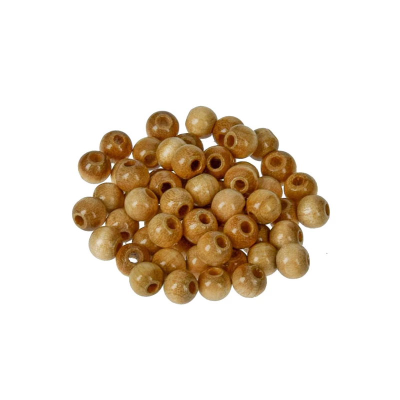Drevené koráliky, 6 mm, 110 ks - 05, prírodné