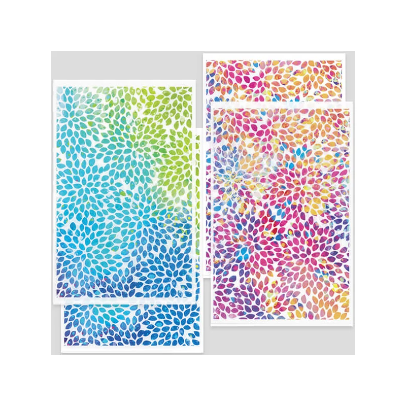 Prenosový papier na pečenie plastelíny, 9x14 cm, 2x2 ks - lupene kvetov - modro-zelená, viacfarebná