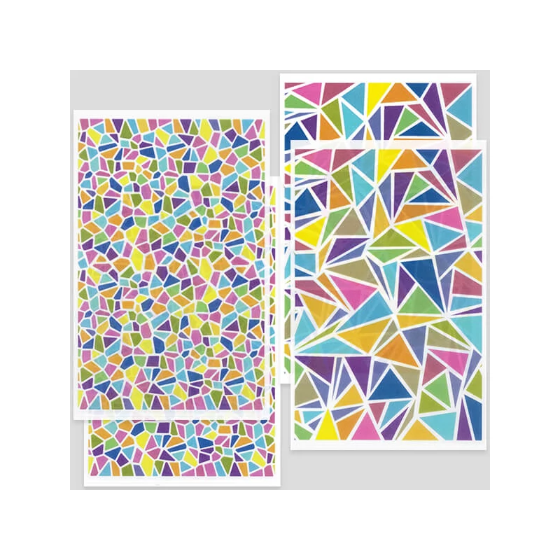 Prenosový papier na pečenie plastelíny, 9x14 cm, 2x2 ks - farebné mozaiky - malé, veľké
