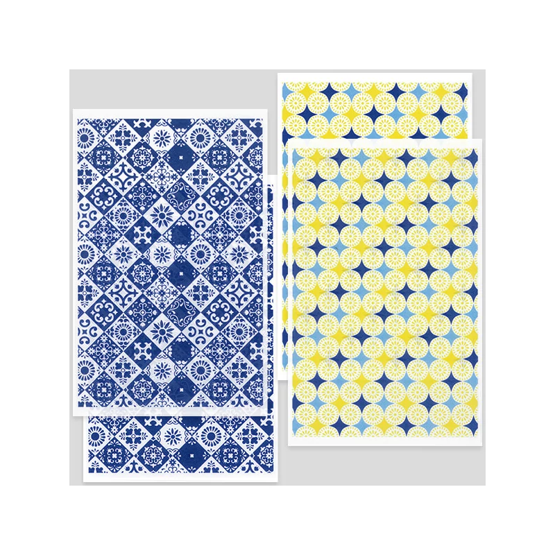 Prenosový papier na pečenie plastelíny, 9x14 cm, 2x2 ks - vzor dlaždice - modrá, retro farba
