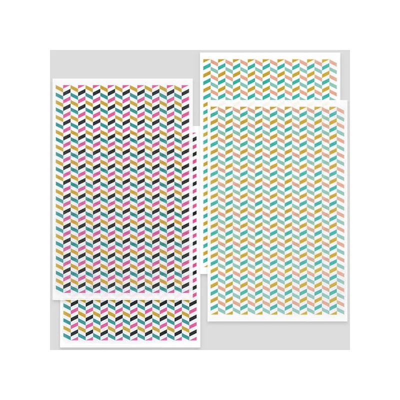 Prenosový papier na pečenie plastelíny, 9x14 cm, 2x2 ks - chevron cik-cak - ružovo-čierna, tyrkysová