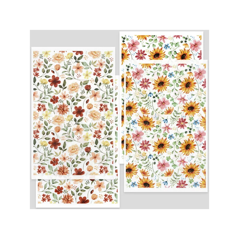 Prenosový papier na pečenie plastelíny, 9x14 cm, 2x2 ks - poľné kvety - viacfarebné
