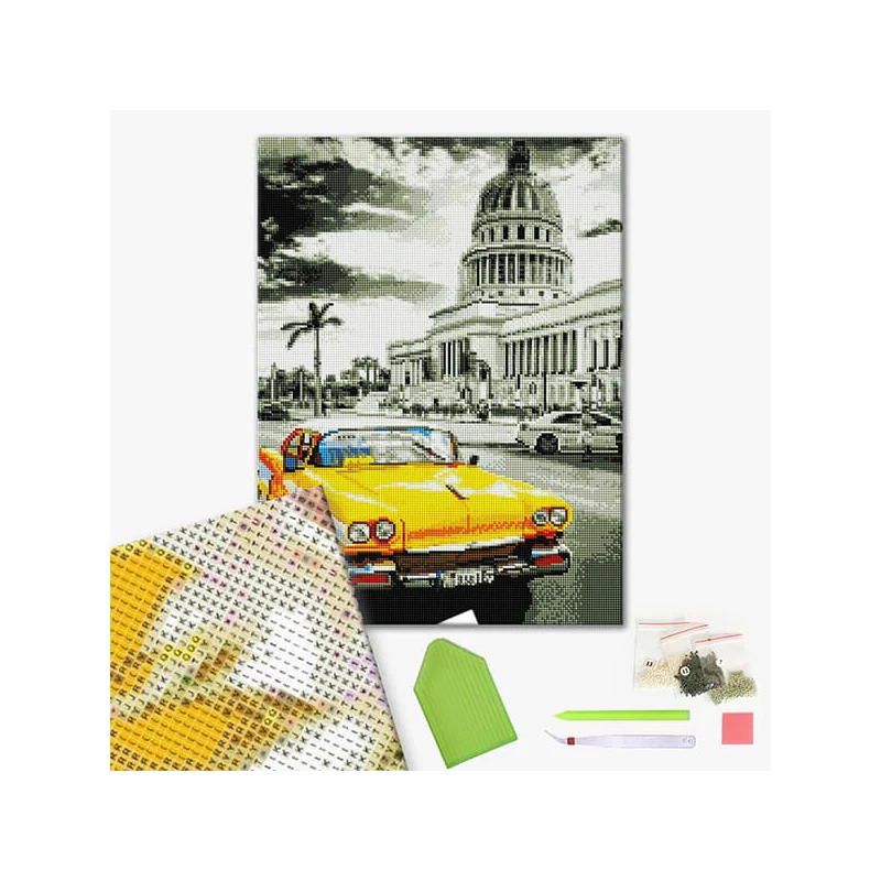 Diamantové mozaikové puzzle, na napnutom plátne, 40x50 cm - Kubánske retro