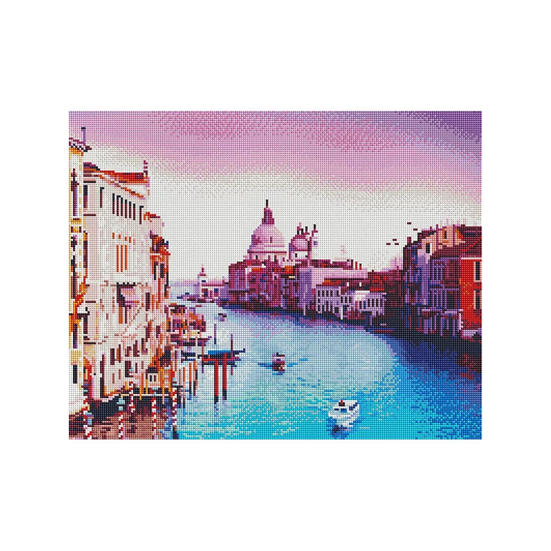 Diamantové mozaikové puzzle, na napnutom plátne, 40x50 cm - Západ slnka v Benátkach