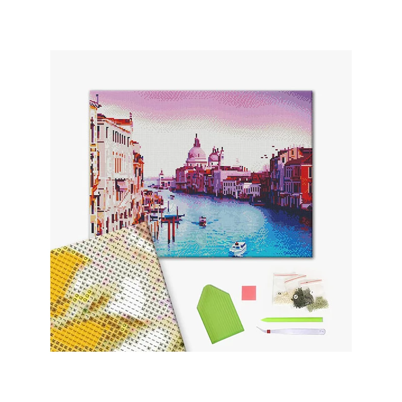 Diamantové mozaikové puzzle, na napnutom plátne, 40x50 cm - Západ slnka v Benátkach