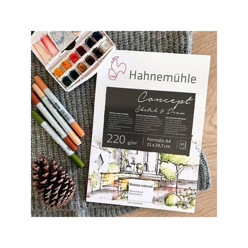 Náčrtník, skicár a blok na maľovanie Hahnemühle Concept, 220 g, 20 listov - A4