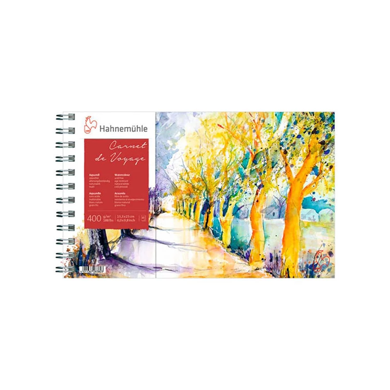 Akvarelový zápisník Hahnemühle Carnet de Voyage, 400 g, 15 strán, 15,3 x 25 cm, na šírku