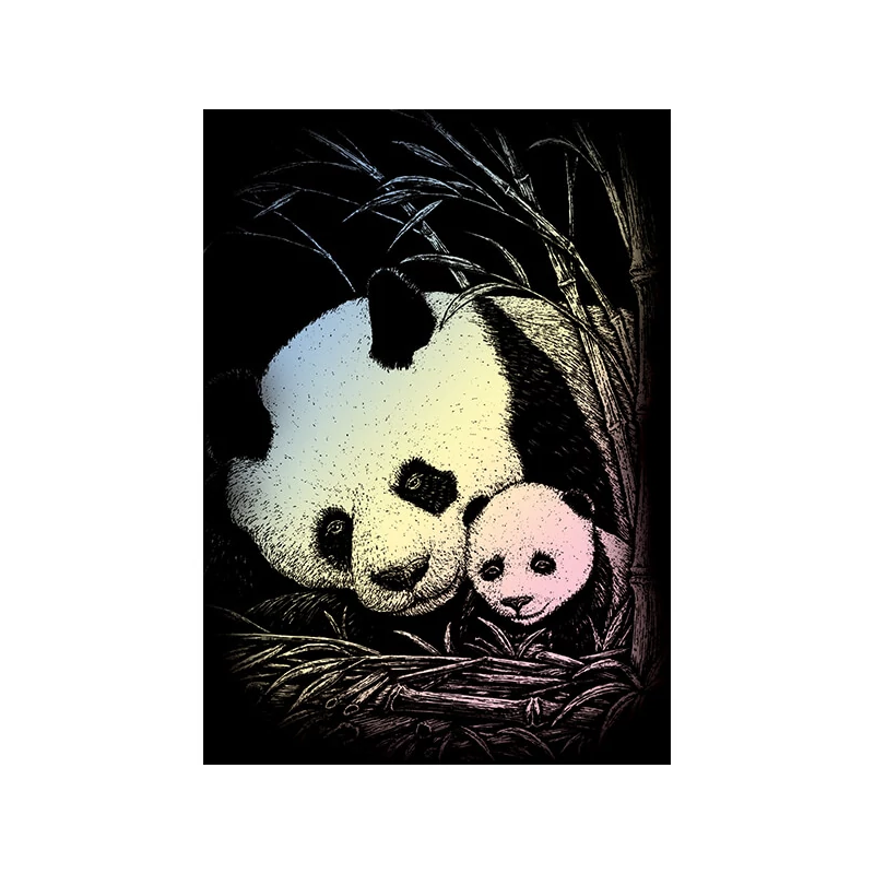 Sada na gravírovanie obrázkov s rysovacou ihlou, 12x18 cm - Panda, holografická