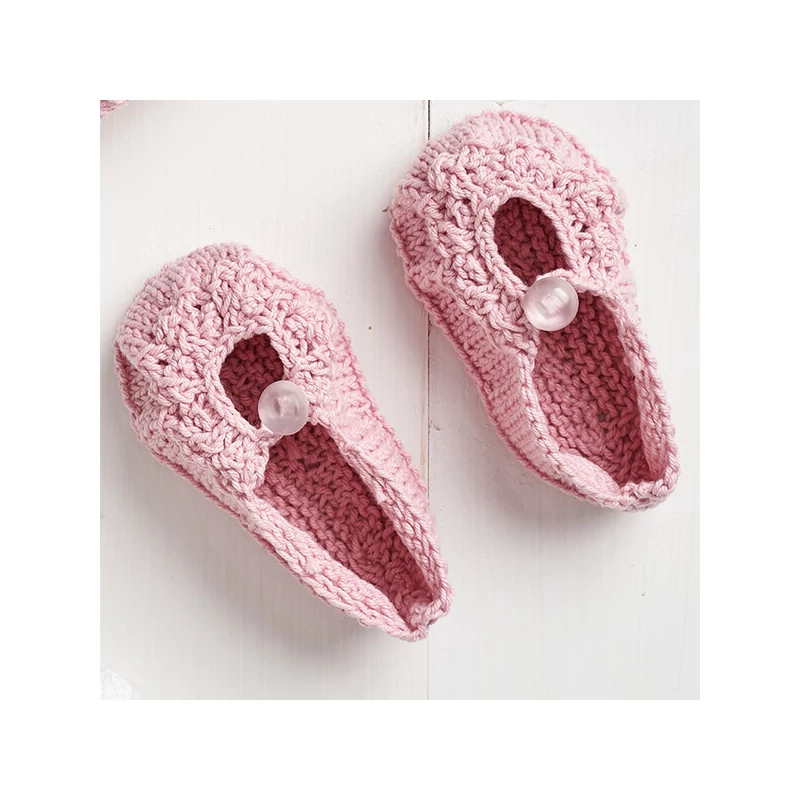 Pletacia sada, Anchor Baby Pure Cotton - Čiapka a topánky, ružová