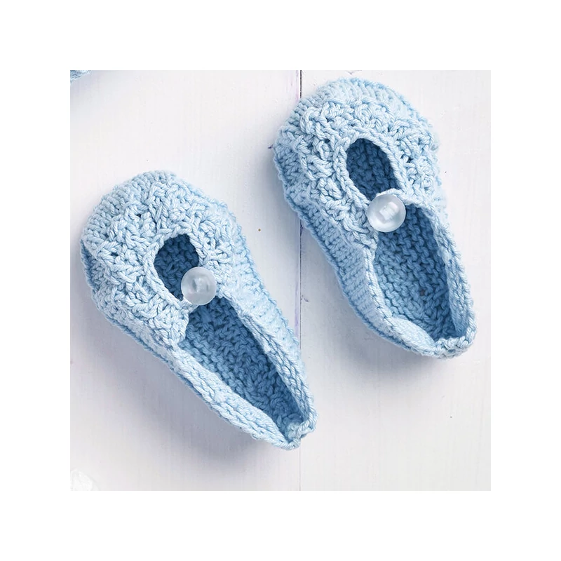 Pletacia sada, Anchor Baby Pure Cotton - Čiapka a topánky, modrá