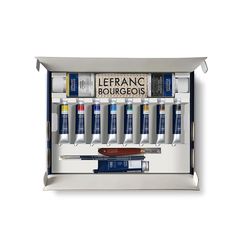 Sada na maľovanie olejovými farbami L&B Fine - The Starter Kit : 1x40ml + 8x20ml + doplnky