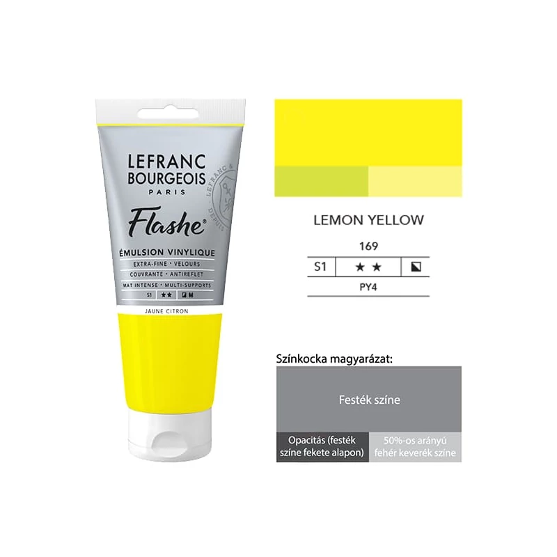 Vinylová farba (akrylová farba) L&B Flashe, 80 ml - 169, lemon yellow