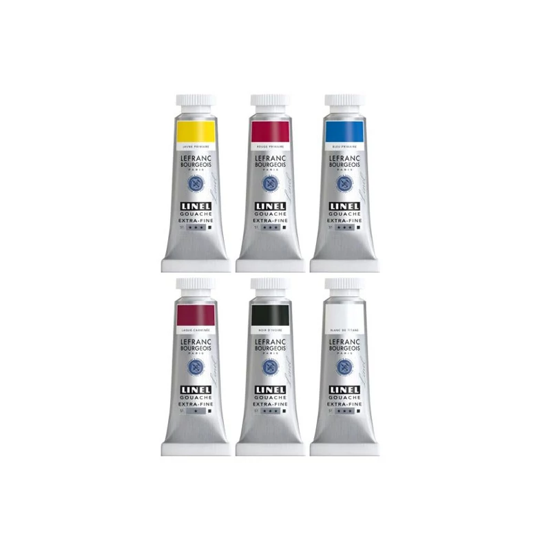 Sada extra jemných gvašových farieb L&B Linel, 6x14 ml