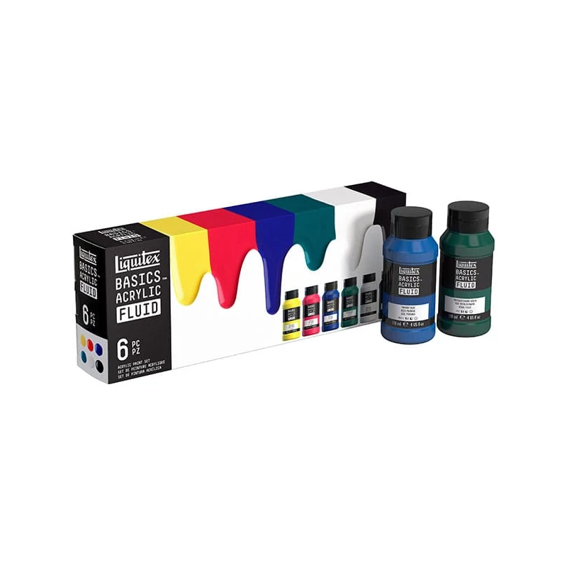 Sada akrolových farieb Liquitex Basics Fluid, 6x118 ml