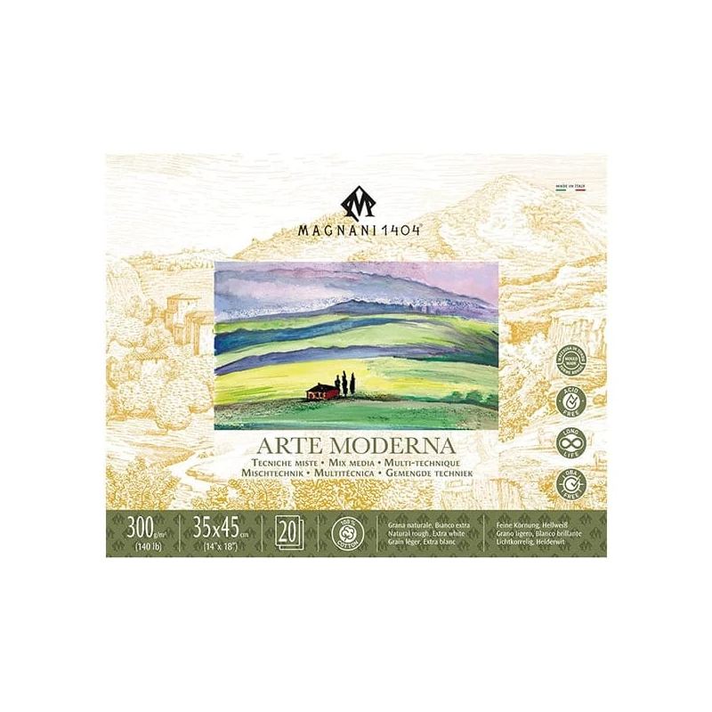 Blok na maľovanie a skicovanie Magnani Arte Moderna, 100% bavlna, 300 g, 35x45 cm, 20 listov