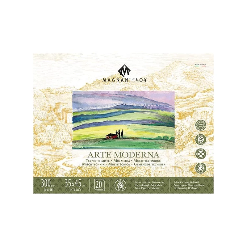 Blok na maľovanie a skicovanie Magnani Arte Moderna, 100% bavlna, 300 g, 35x45 cm, 20 listov