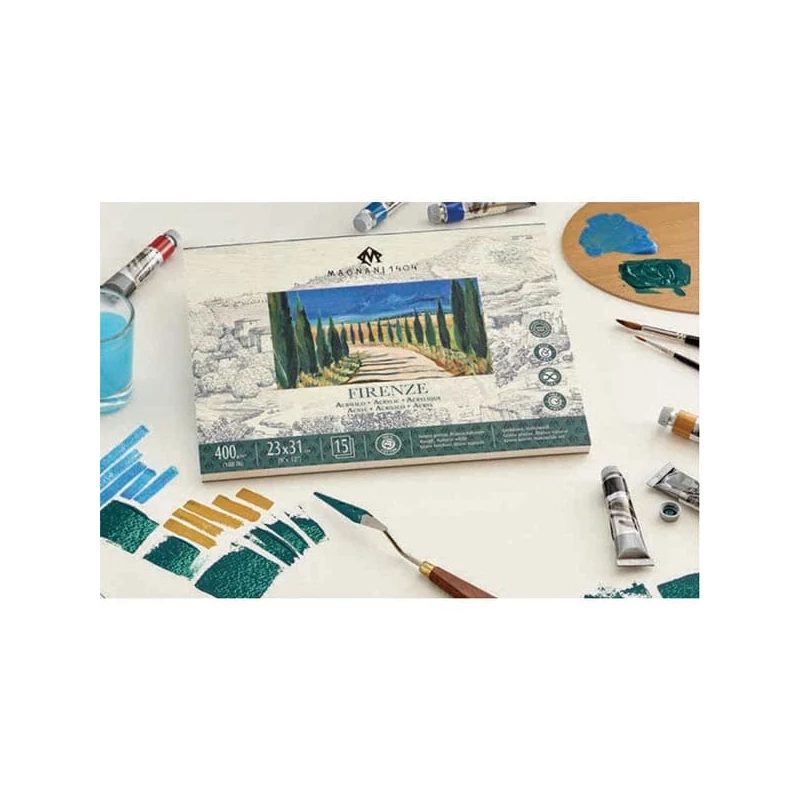 Akrylový maliarsky blok Magnani Firenze, 100% bavlna, 400 g, 31x41 cm, 15 listov