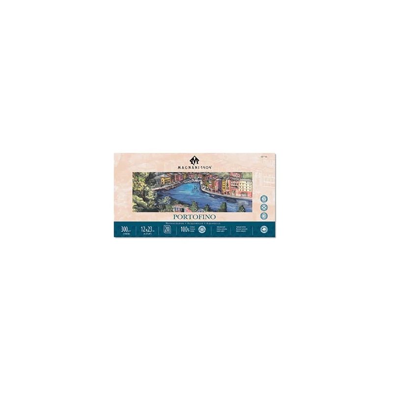 Akvarelový blok Magnani Portofino, 100% bavlna, 300 g, 12x23 cm, 20 listov, hladký