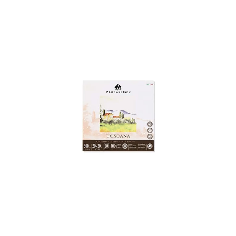 Akvarelový blok Magnani Toscana, 100% bavlna, 300 g, 20x20 cm, 20 listov, hrubý