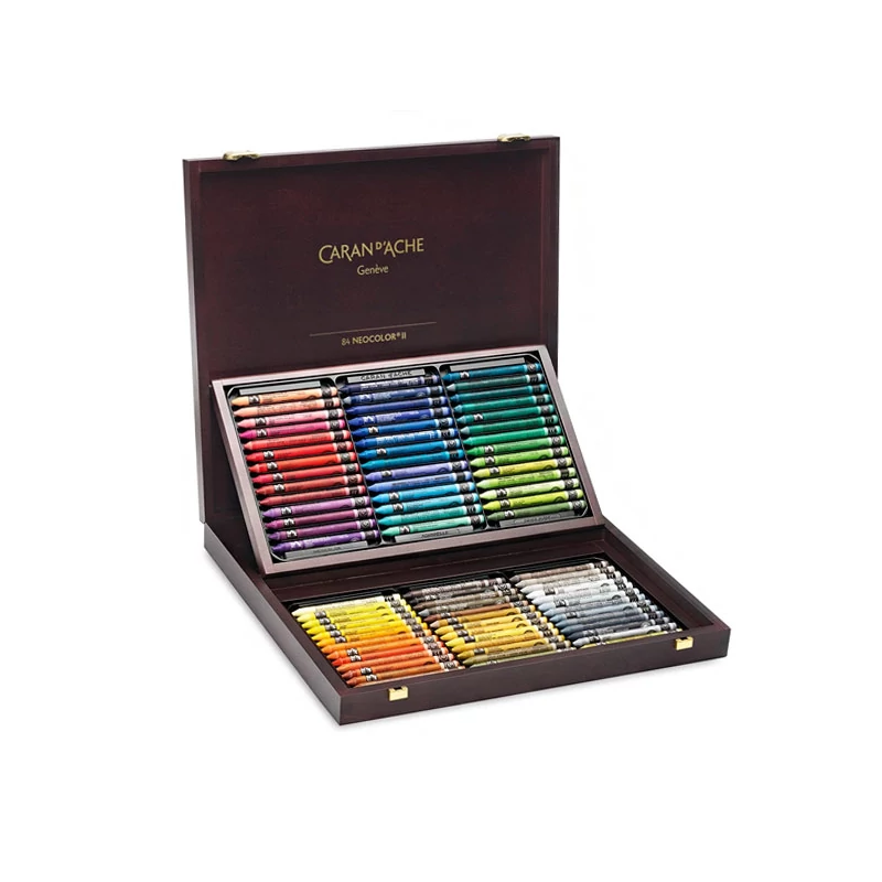 Sada akvarelových kried Caran d'Ache Classic Neocolor II, v elegantnej drevenej krabičke - 84 ks