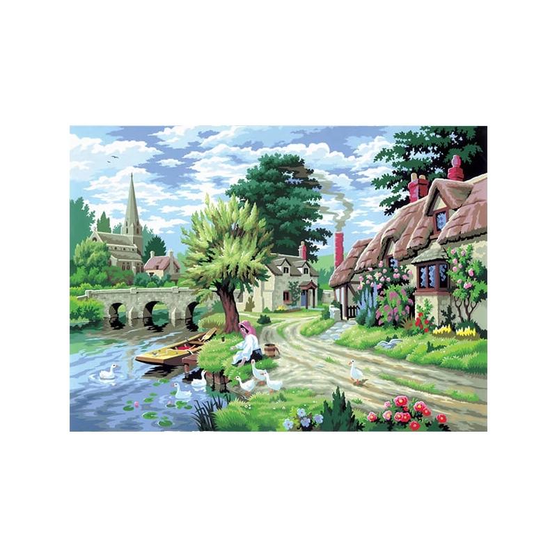 Sada očíslovaných omaľovánok, akrylová farba+štetec, 29x39 cm - Kŕmenie kačíc