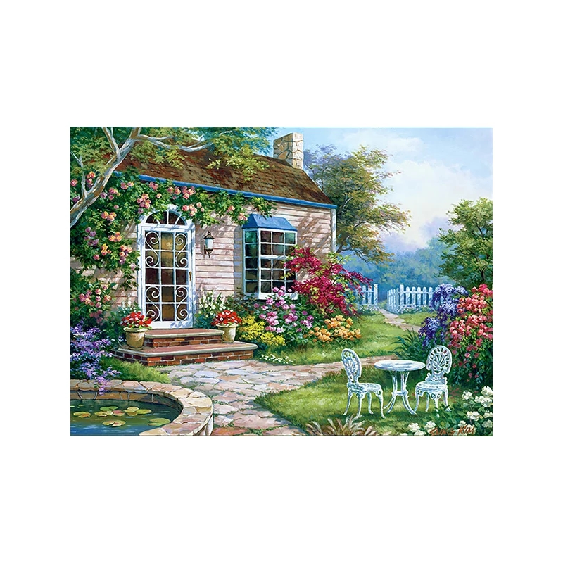 Sada očíslovaných omaľovánok, akrylová farba+štetec, 29x39 cm - Jarná terasa