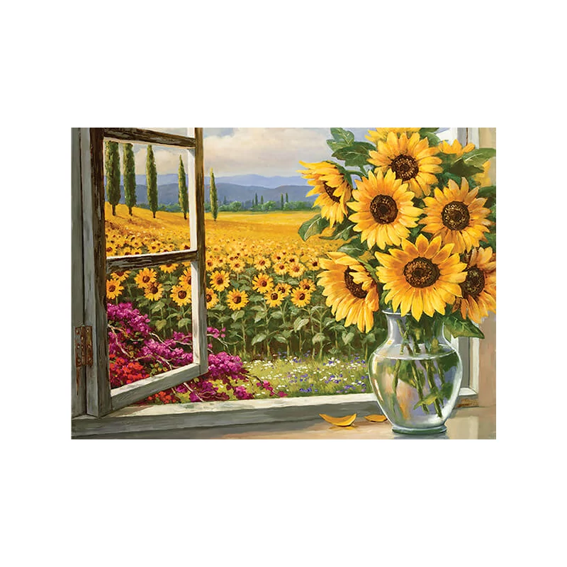 Sada očíslovaných omaľovánok, akrylová farba+štetec, 29x39 cm - Slnečnice