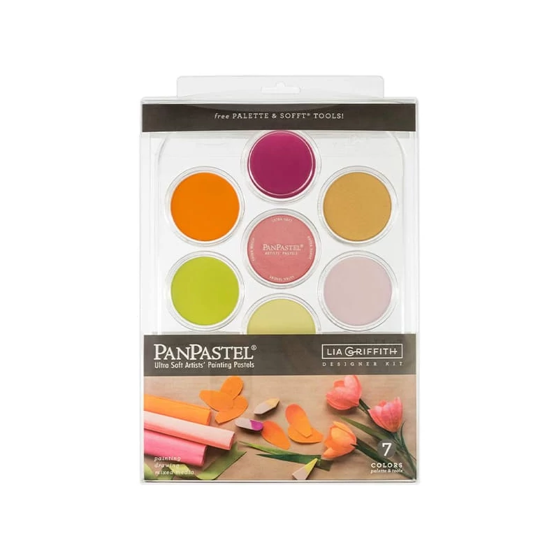 Sada suchých pastelov v téglikoch PanPastel, 7 ks + doplnky - Lia Griffith Designer Kit