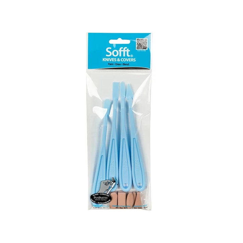 Sada maliarskych špachtlí PanPastel Sofft - 4 špachtle + 8 hubkových hlavíc