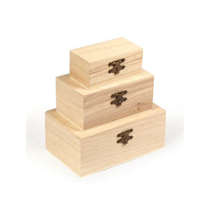 Sada drevených krabičiek - 3 ks, kváder, 15x9,5x6,5/12x7,5x5,5/9x5x4 cm