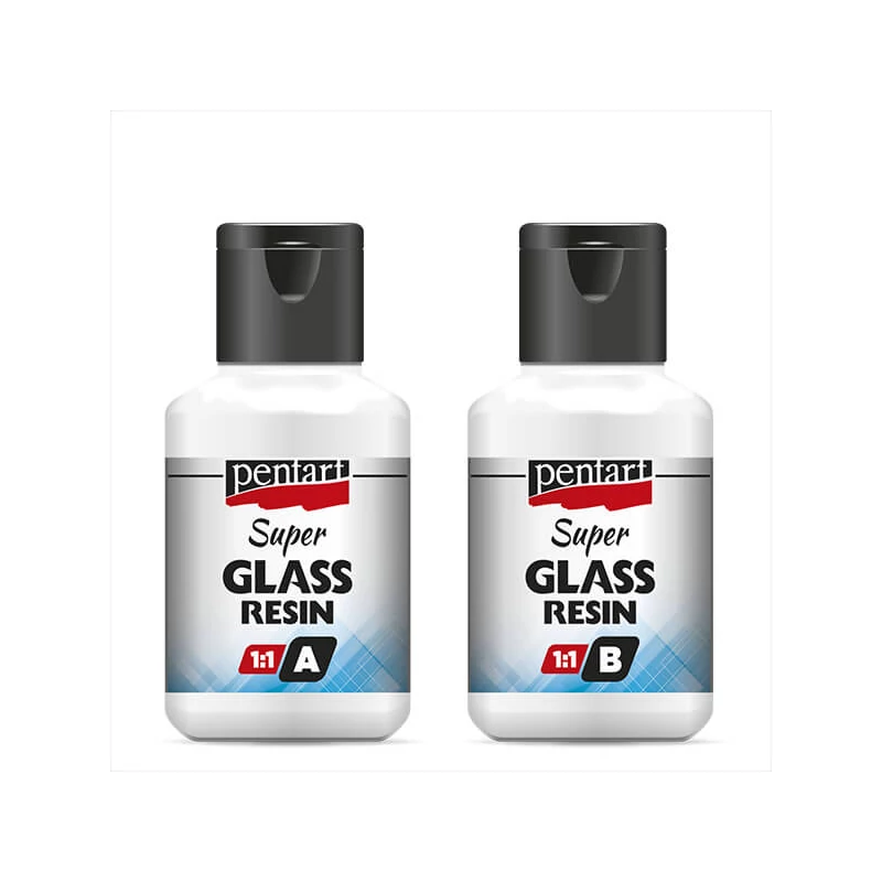 Super živica imitujúca sklo Pentart Super Glass Resin set 1:1, 2x40 ml