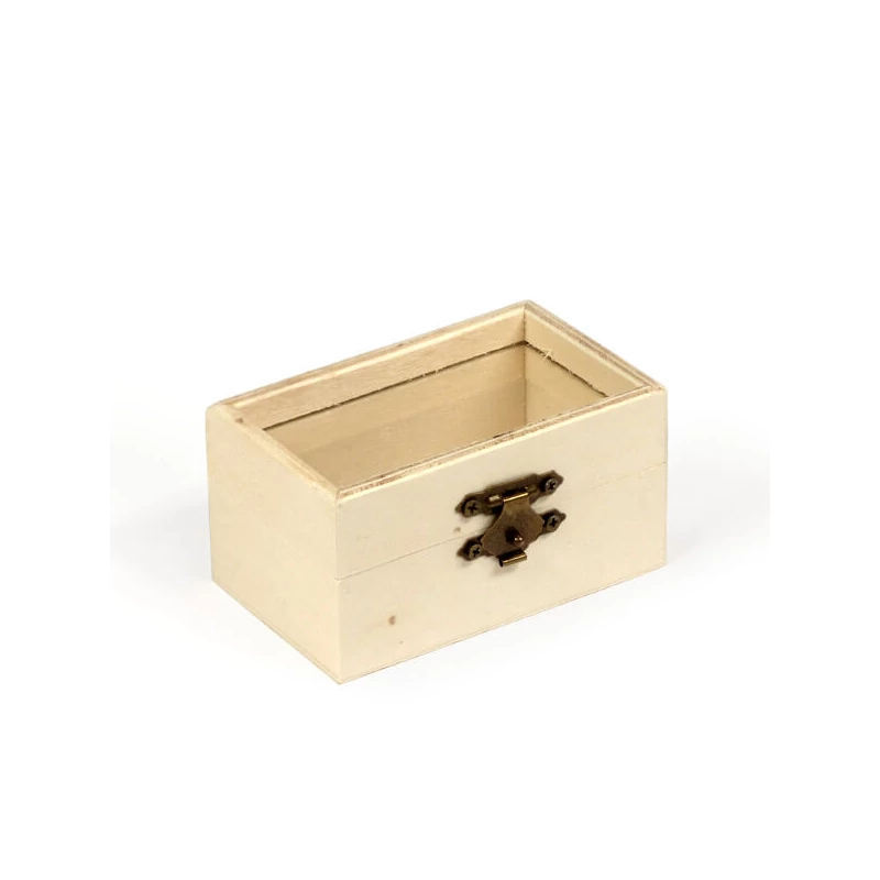 Drevená mini krabička - kváder, sklenená intarzia, 9x5,5x5 cm