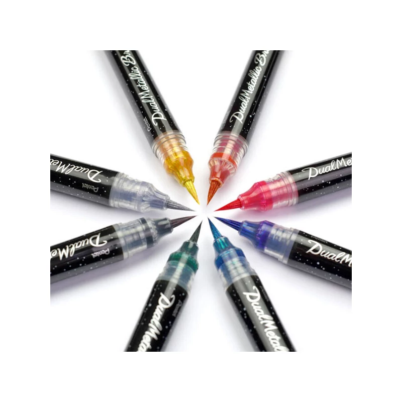 Štetcový popisovač Pentel Dual Metallic Brush Pen, XGFH-DFX, oranžovo-metalický žltý