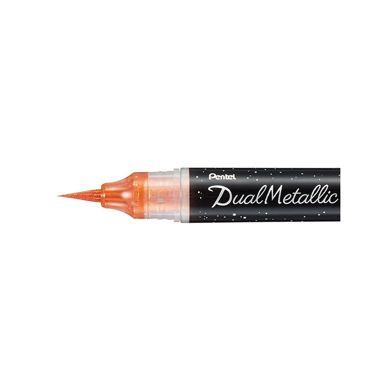 Štetcový popisovač Pentel Dual Metallic Brush Pen, XGFH-DFX, oranžovo-metalický žltý