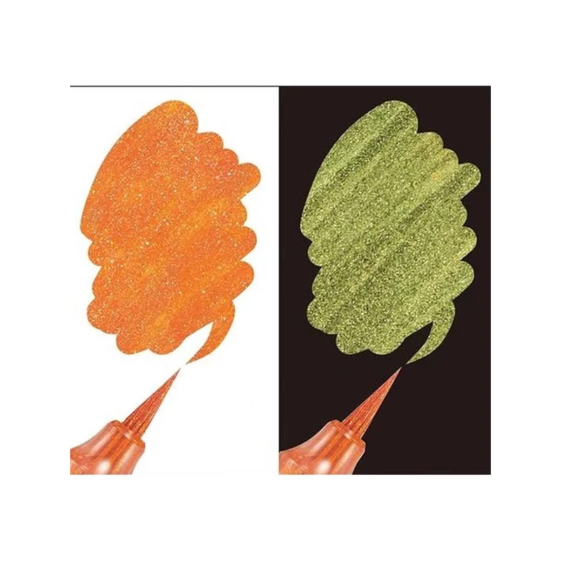 Štetcový popisovač Pentel Dual Metallic Brush Pen, XGFH-DFX, oranžovo-metalický žltý