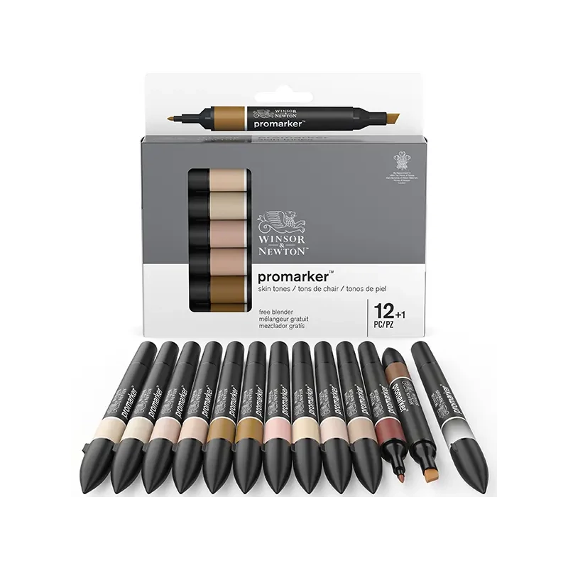 Sada obojstranných alkoholových popisovačov ProMarker - 12+1 ks, skin tones