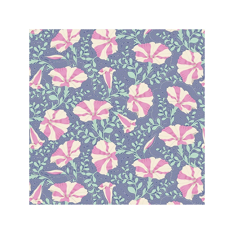 Patchworková tkanina - Tilda Gardenlife - Striped Petunia Blue 100316