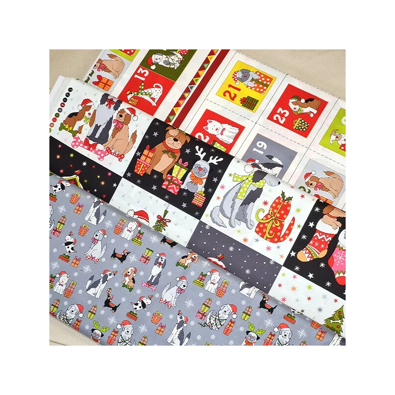 Patchworková tkanina - Makower - Christmas 22 Reprint Yappy Dogs 2368-1 Advent, Panel, 60cm