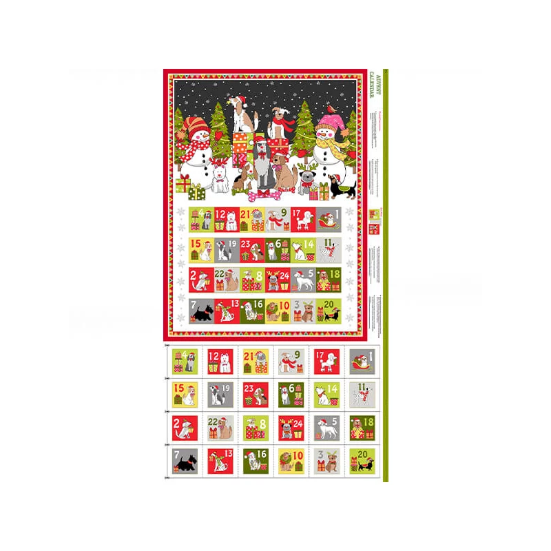 Patchworková tkanina - Makower - Christmas 22 Reprint Yappy Dogs 2368-1 Advent, Panel, 60cm