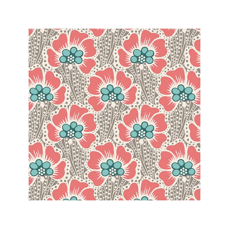 Patchworková tkanina - Tilda Cotton Beach - Ocean flower grey 100330