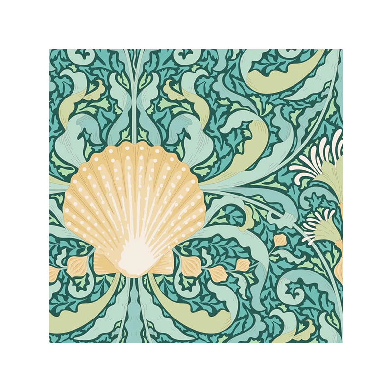 Patchworková tkanina - Tilda Cotton Beach - Scallop shell teal 100336