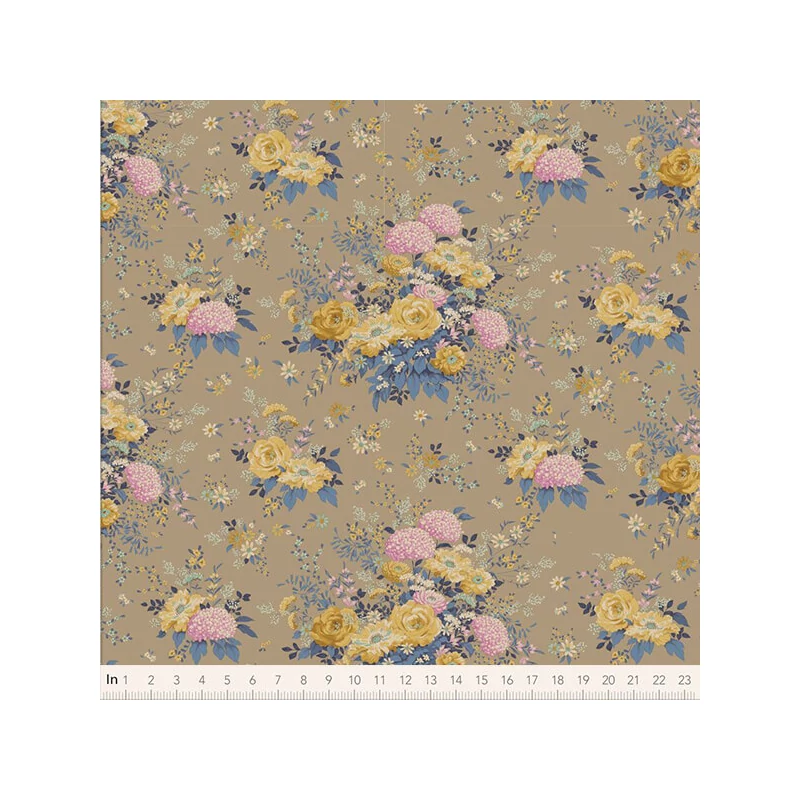 Patchworková tkanina - Tilda Chic Escape - Wildgarden sand 100447